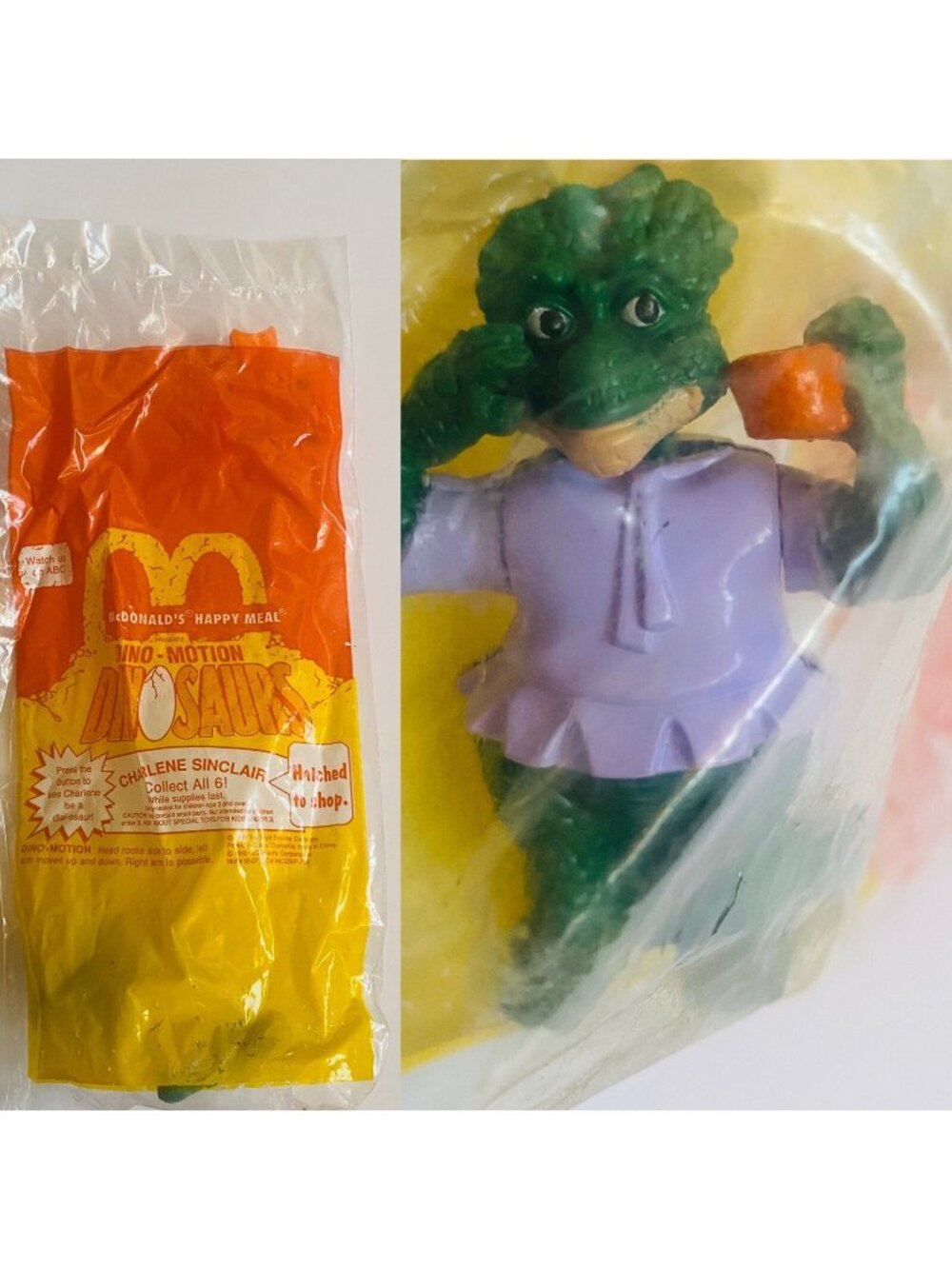 Vintage 1992 McDonald’s Happy Meal Dinosaurs Charlene Sinclair Toy Dino-Motion N